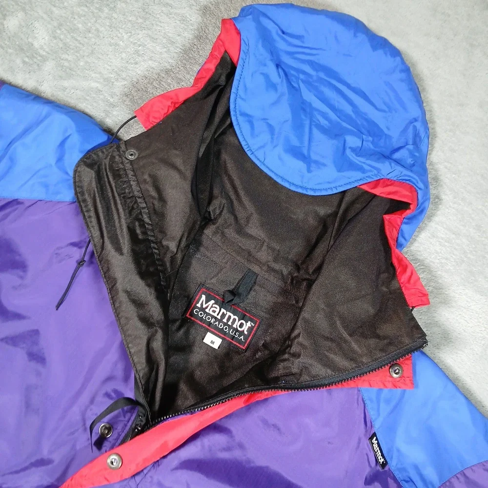 Marmot Anorak Windbreaker Jacket Mens M Gore-Tex Colorblock Pullover Hoodie
